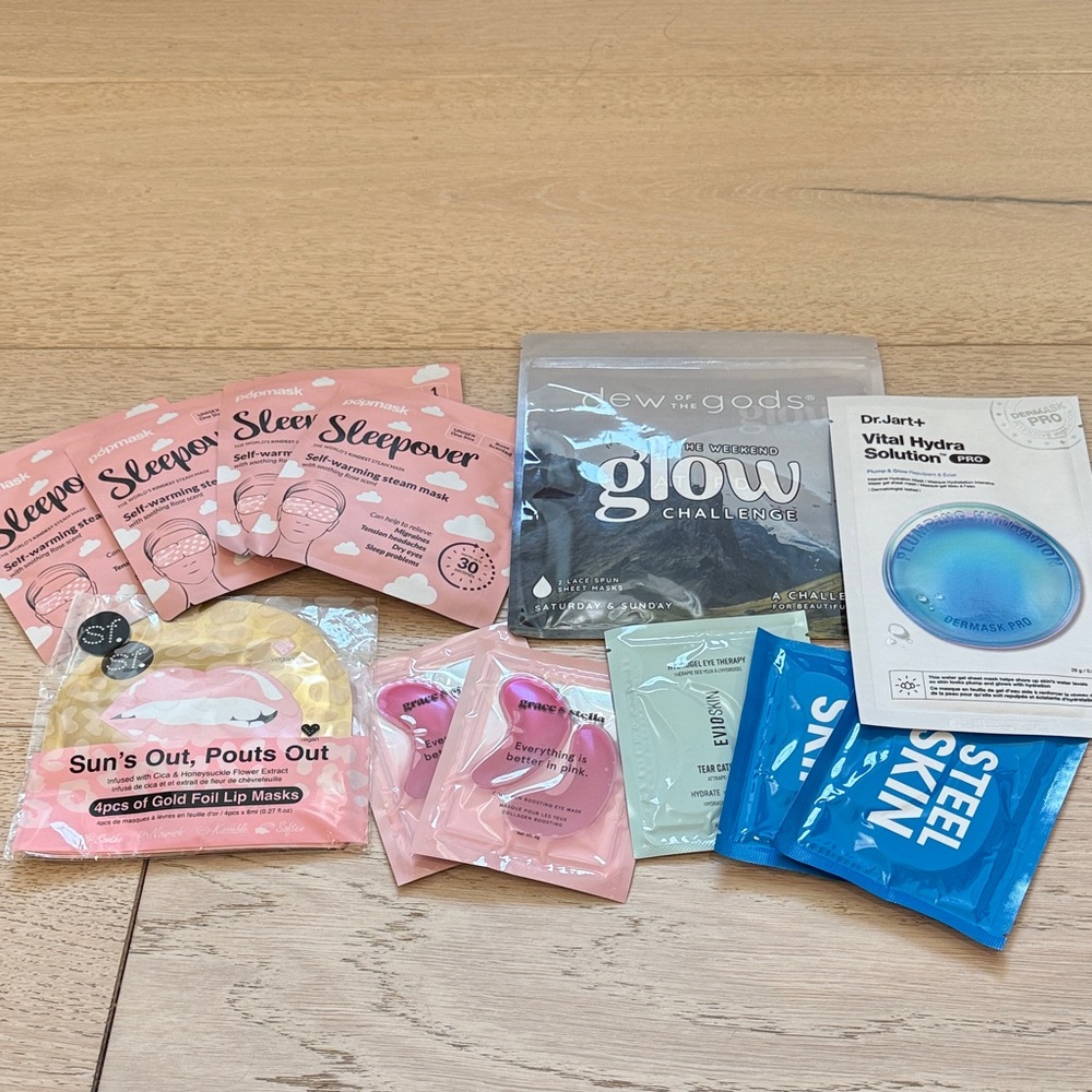 12 Item Skincare Bundle | Face Masks, Lip Mask, and Eye Masks NWT